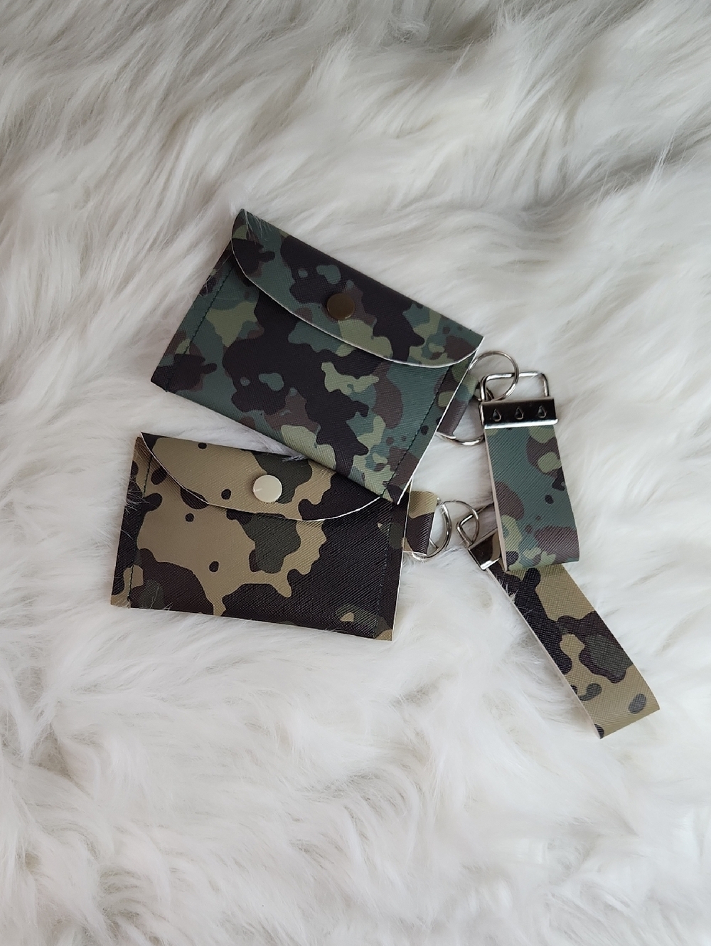 Camouflage Wristlet Card Holder - Green Camo. Handmade.